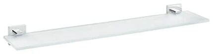 tesa DELUXXE Glass Shelf - Self-Adhesive Frosted Glass Shelf for Bathroom Utensils - Waterproof, incl. Power.Kit Adhesive Solution - 50mm x 600mm