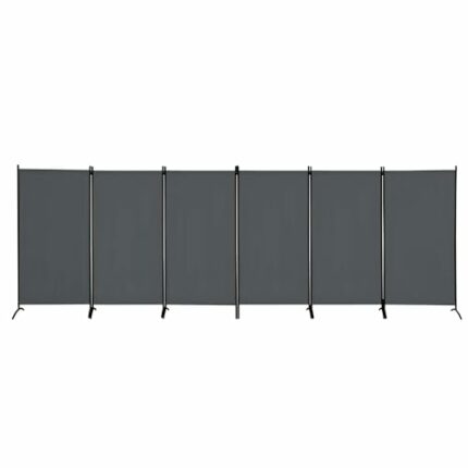 Room Divider-6 Panels Grey Folding Privacy Screens, Partition Room Dividers Wall for Separation, Home, Office, Classroom, Studio