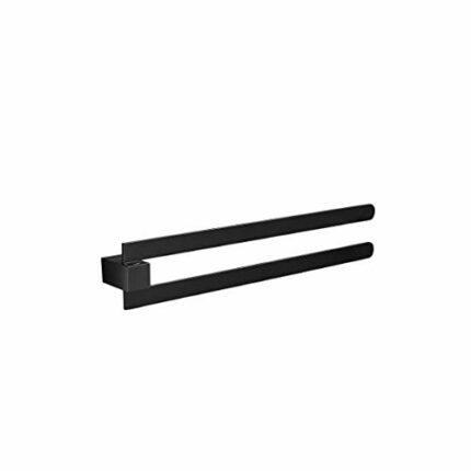 RSOCHS Rotating Towel Rack, Removable Double Towel Rack, Matte Black Bathroom Towel Rack