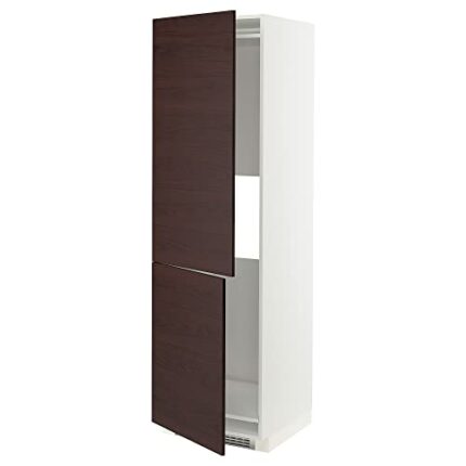 Ikea METOD hi cab f fridge or freezer w 2 drs, 60x60x200 cm, white Askersund/dark brown ash effect