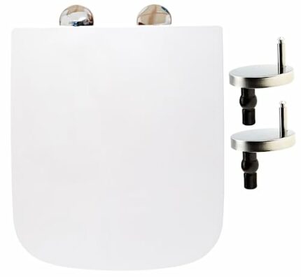 Square Toilet Seat with Soft Close and Quick Release Functions Mute Seat Cover Polypropylene Material by AAN® White