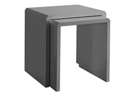 House & Homestyle Set of 2 Side, High Low Nesting Cube Inspired End Tables for Living Room, Bedside, Office or Lounge, 50cm-Grey Gloss, One Size