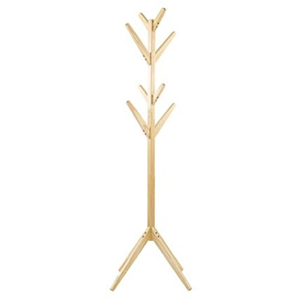 Estink Coat Hat Rack Clothing Hanger,Coat Hat Tree Stand Free Standing Pine Coat Rack Height 164.5cm Garment Hanger Stand Coat Pine Rack Coat Rac