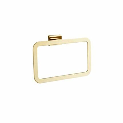 RSOCHS Gold Towel Rings Square Wall Mounted Bathing Towel Rack Copper Zinc Alloy Kitchen Bathroom Accessories