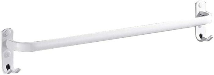 Bathroom Wall-Mounted Single Rod Towel Rack Aluminum Baking with Hook up Towel Bar Bathroom Shelf Storage Rack White Tower Hanger/60Cm