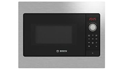 Bosch Series 2 800W 20L Built In Microwave - Black With Steel Trim
