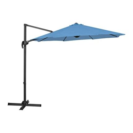 Uniprodo UNI_UMBRELLA_2R300BL_N Cantilever Parasol Blue Round Diameter 300 cm Tilting and Rotating Garden Parasol Parasol Pendulum Umbrella
