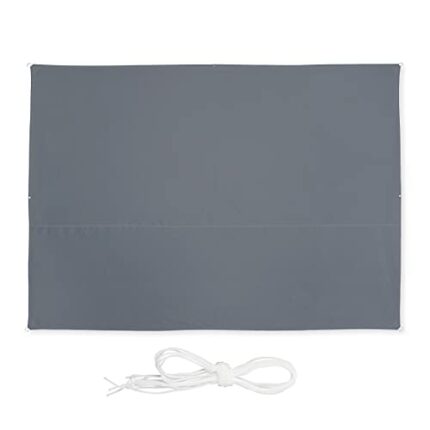 Relaxdays 2.5 x 3.5 m rectangular awning, water-repellent, UV-resistant, with tensioning ropes, terrace, balcony, grey