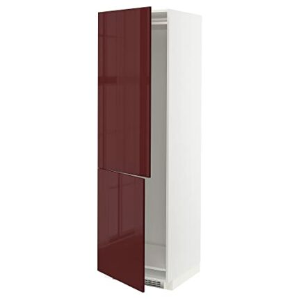 Ikea METOD hi cab f fridge or freezer w 2 drs, 60x60x200 cm, white Kallarp/high-gloss dark red-brown