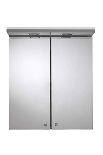 Croydex Shire Double Door White Illuminated Cabinet, Steel Beige, 23x45x53 cm
