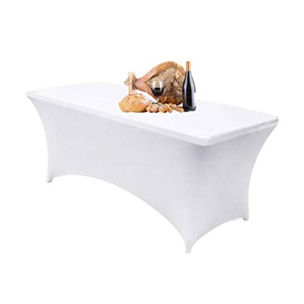 Dololoo Stretchable Tablecloths 6ft for Rectangle Tables, Fitted Spandex Rectangular Patio Table Covers, Market Stall Table Cover, Wedding, Party