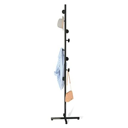 CLSYO Coat Rack Stand With 8 Hooks Metal Coat Hanger Freestanding Entryway,Hallway, Bedroom, Office for Hanging Clothes, Jacket, Hats, Bags(Black