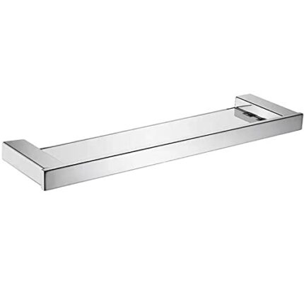 RAKUTE Hair Dryer Holder Bathroom Shelves Black/Silver Stainless Steel Wall Nail-Perforated Square Storage Rack Kitchen Lucency Glass Hardware Ho