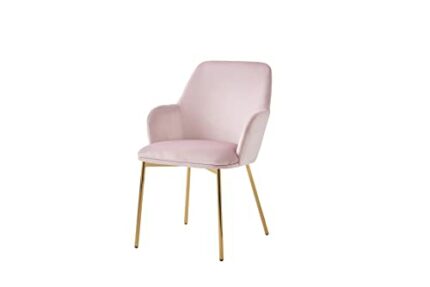 IDS Online Modern Dining Chair, Metal Velvet, Pink, Set of 2