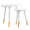 ASPECT Dina Set of 2 Nesting, Occasional Table (White), wood, L:48 Diameter x48(H) cm./S:33 Diameter x40(H) cm