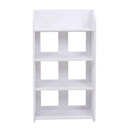 Carved Shoe Cabinet, 4 Tiers White Corner Shoe Cabinet Modern Multifunctional Hollow Carved Shoes Rack Wood Shoes Storage Rack Organising Shelf f