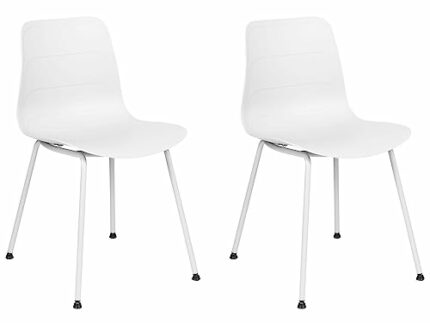 Beliani Set of 2 Dining Chairs Synthetic Material White Legs White Loomis