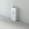 VeeBath STR-CR47-WH Lumin Cloakroom Vanity Basin Cabinet 2 Soft Close Door Bathroom Furniture Unit with Ceramic Sink-470mm, High Gloss White, 470