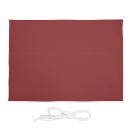 Relaxdays Sun Shade Sail 2.5 x 3.5 m, Water-Repellent, UV-Resistant, Includes Guy Ropes, Patio, Balcony, Rectangular, Bordeaux