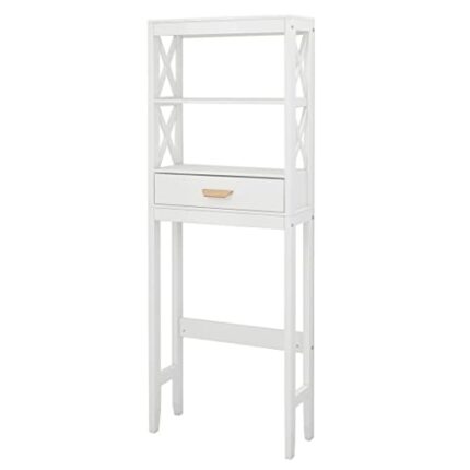Toilet Storage Cabinet White With 1 Drawer And 2 Space Saving Bathroom Shelves