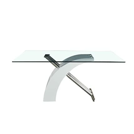 DINGZZ Rectangular Glass Top Dining Table Design Home Rectangular Dining Table (Black Or White) (Color : Argento, Size : 62.99x35.43x29.92 inches