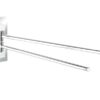 WENKO Turbo-Loc® Quadro Stainless Steel Towel Rail with 2 Arms - No Drilling Required, Rustproof Stainless Steel, 6.5 x 14.5 x 40 cm, Chrome