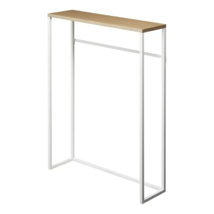 YAMAZAKI Home Modern Console, Slim Narrow Accent Entryway Or Living Room, Metal and Wood Skinny Hallway Or Sofa Table | Steel, White, One Size