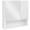 VASAGLE BBK122W01 Mirrored Cabinet, Bathroom Cabinet with Height-Adjustable Shelves, Door and Top Panel with High-Gloss Surface, Bathroom, 54 x 1