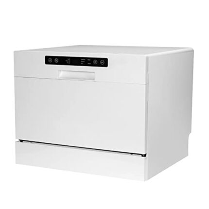 MJWDP 6 Piece Fully Automatic Countertop Dishwasher 5 Wash Modes Home Built-in Washer Dryer Cabinet