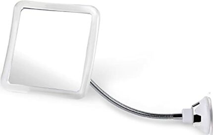 Mirrorvana Flexible Fogless Shower Mirror for Shaving with Height Adjustable Gooseneck, 360° Swivel and Upgraded Suction, Shatterproof 16cm x 16