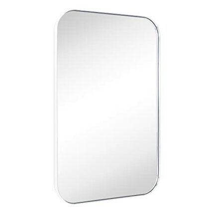 EGHOME 24x36'' Chrome Rounded Rectangle Bathroom Vanity Wall Mirror Polished Nickel Stainless Steel Metal Framed Rectangular Bathroom Mirror, Ver