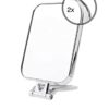 UK HOME BARGAINS Double Sided Makeup Mirror Free Standing Cosmetic Mirror Rectangular Fold Mirror 2 in 1 Flip Out Mirror 2x magnification (Silver