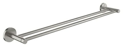 GROHE Start Double Towel Rail (Metal, Concealed Fastening, Including Screws and Dowels, Easy to Fit), Size 654 mm, Stainless Steel Look, 41203DC0