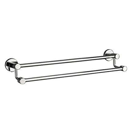 FVRTFT Bathroom shelf, double towel rail, wall mounting, towel rail, 30–120 cm, stainless steel finish, screw fastening-60 cm
