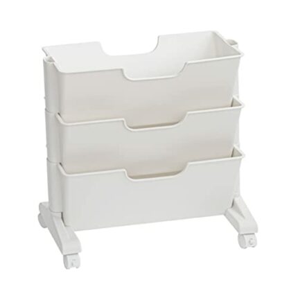 Qcwwy Mobile Bookshelf on Wheels, Movable Bookshelf 3 Layers Large Capacity Nightstand with Wheels Bookcase Under Desk Office Cart Magazines File