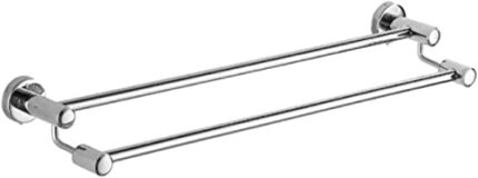 HIGOH Towel Rack Double Bath Towel Bar, Wall Mount Brushed Finished Towel Holderbathroom Kitchen Towel Rod Towel Holder Bathroom Hardware/Silver/