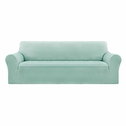 Deconovo Jacquard Sofa Cover Stretch Slipcovers Small Checks Polyester Anti-Slip Spandex Fabric Sofa Fabric Protector Couch Cover(Three Seater, L