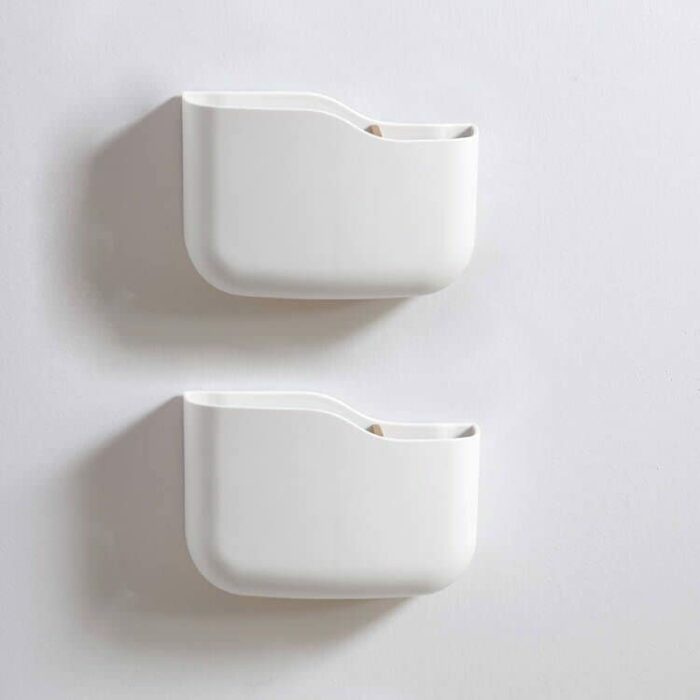 SUNFICON 2 Pack Adhesive Remote Control Holder Wall Mount Media Player Controller Holder Universal TV Remote Organiser Caddy Box Hollow Bottom Ea