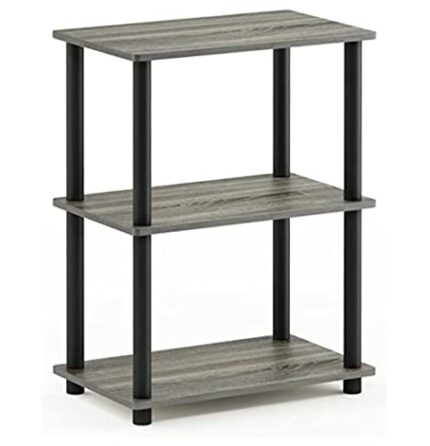 Furinno Turn-N-Tube No Tool 3-Tier Storage Shelf, French Oak/Black