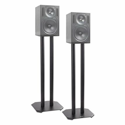 Duronic SPS1022-60 Speaker Stand (Pair) - 60cm Height, Steel Base Supports, Floor/Table Standing with Spikes, Shoes, Pads, Insulating - Better Au