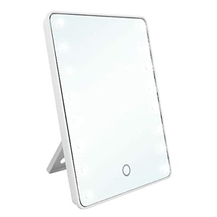 Raxter Lighted Makeup Mirror with 16 LED Lights Touch Screen Magnifying Tabletop Vanity Mirror Portable Light Up Cosmetic Dressing Table Mirror A