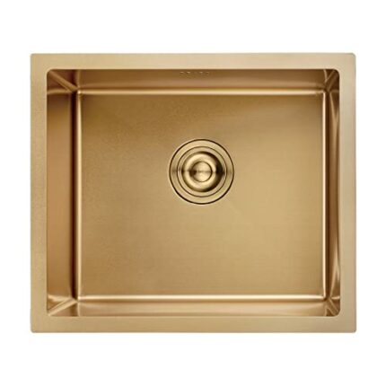 Ibergrif Stainless Steel Kitchen Sink, 50 x 43cm, Undermount Kitchen Sink Drop in, Topmount Single Bowl Outdoor Campervan Sink with Drainer Fitti