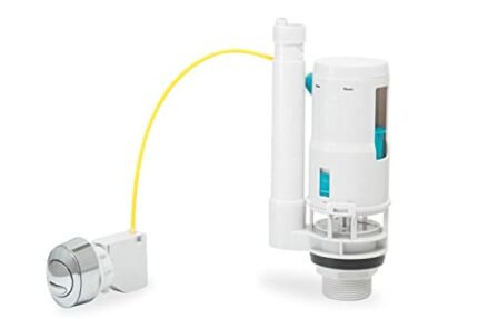 Adjustable Toilet Dual Flush Valve with Push Button Toilet Flush System Replacement Universal WRAS Approved 1.5" or 2" Outlet 300mm Cable Cistern