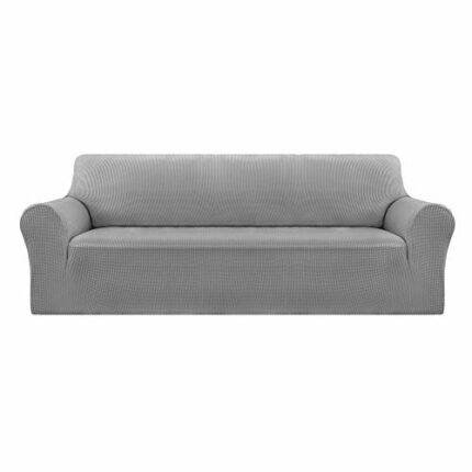 Deconovo Jacquard Sofa Cover Stretch Slipcovers Small Checks Polyester Anti-Slip Spandex Fabric Sofa Fabric Protector Couch Cover(Three Seater, L