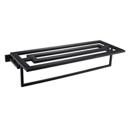 HIGOH Towel Racks,Bathroom Towel Rack Wall Mounted Towel Holder,Fashion Stainless Steel Towel Rack,Matte Bathroom Towel Double Shelf,Bathroom Har