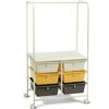 BHVXW 6 Drawer Rolling Storage Cart Hanging Bar Office Dining Room Kitchen Handle Dining Cart (Color : Svart, Size : 1pcs)