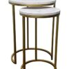 ASPECT Hiba Nest of Tables Metal Bases, White Marble/Gold, 40 Dia x 55(H) cm/ 30.5 Dia x 50.5(H) cm