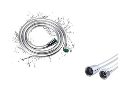 Smooth Soft PVC Hose Anti-Kink and Durable Shower Hose 1.5 m Anti-Twist Brass Connections 1/2G… (Silver)