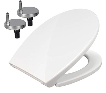 Toilet Seat Cover White Seat Soft Close Quick-Release for Easy Cleaning Plastic Material Durable Toilet Seat Easy Dual Fixing Top & Bottom Fix by