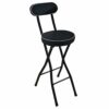 Round Compact Folding Breakfast Bar Stool Chair, Folding Bar Stool With Back Support And Footrest, With Padded Seat, For Kitchen Chair Dining Roo